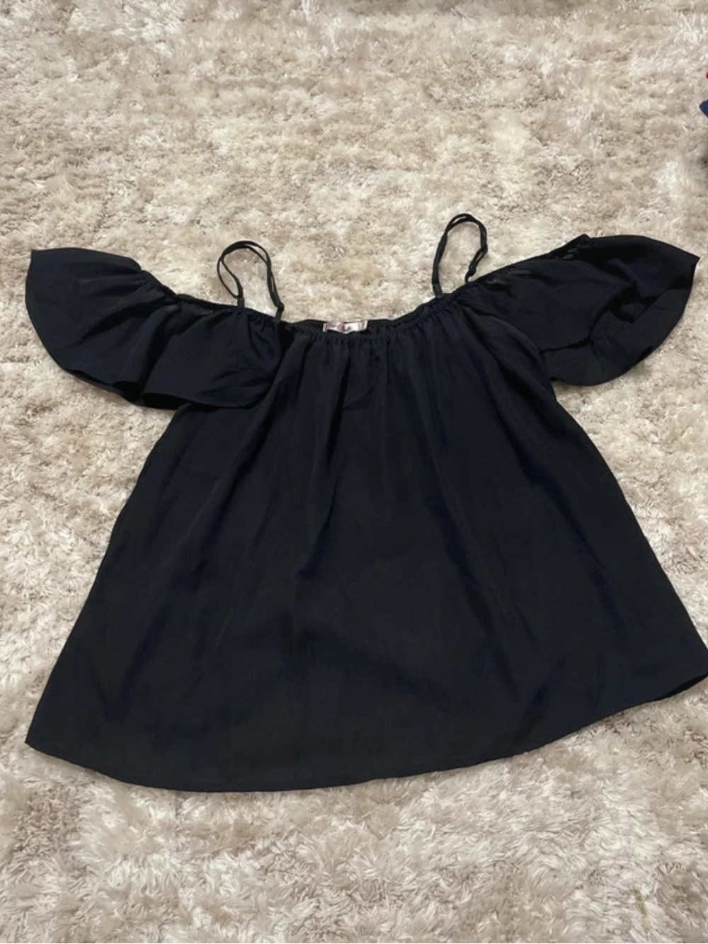 Heart Hips Black Off-Shoulder Ruffle Top